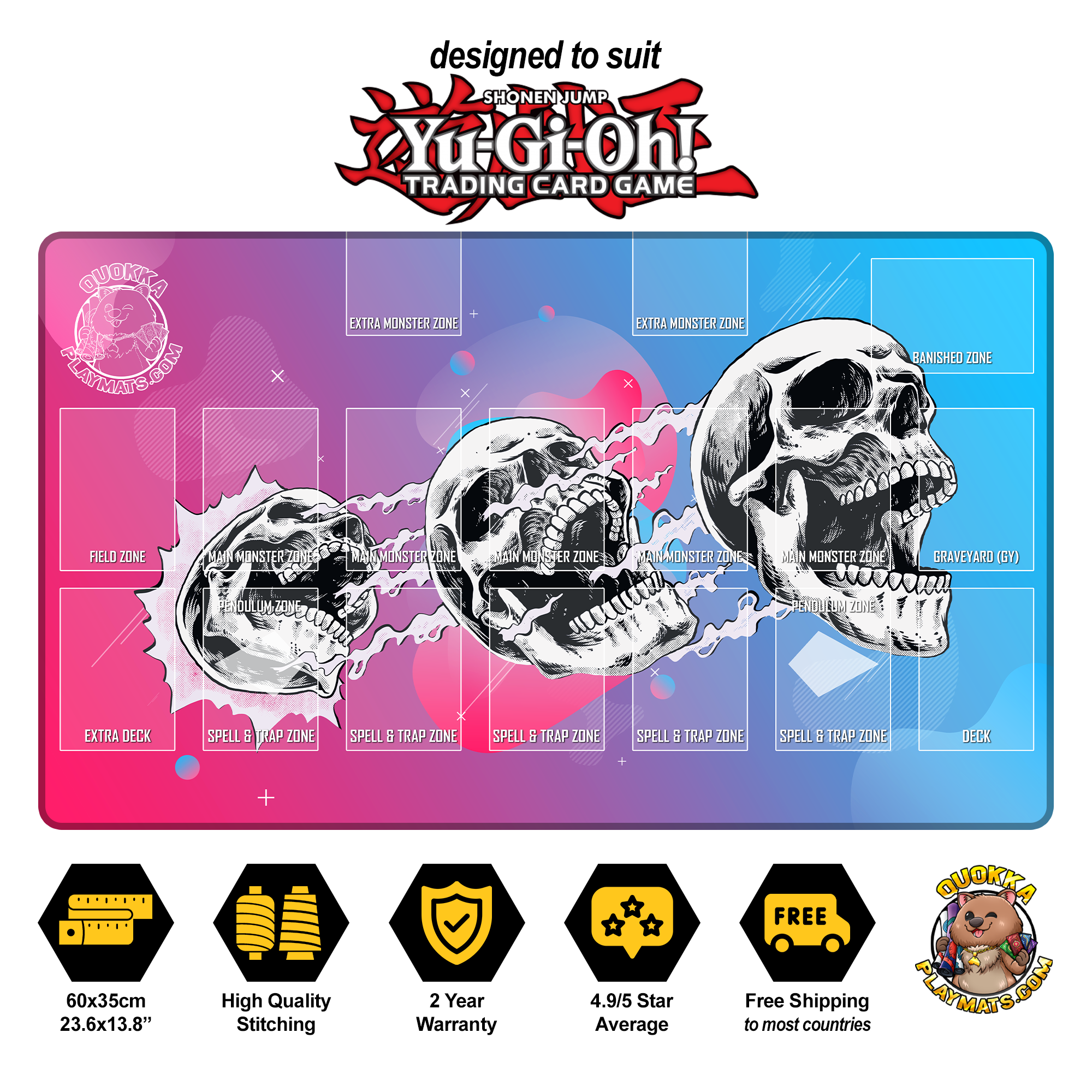 3 Skulls Design - Yu-Gi-Oh! Quokka TCG Playmat 3 Skulls Design - Yu-Gi-Oh! Quokka TCG Playmat