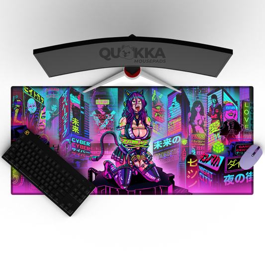 Tied Up Anime Girl Cyberpunk Design Mousepad Deskmat