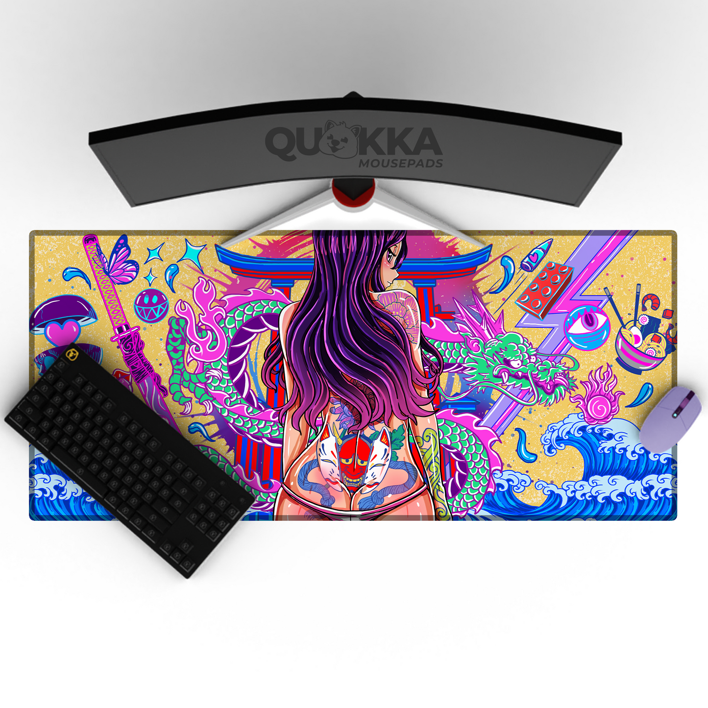 Tattooed Anime Girl Design Mousepad Deskmat