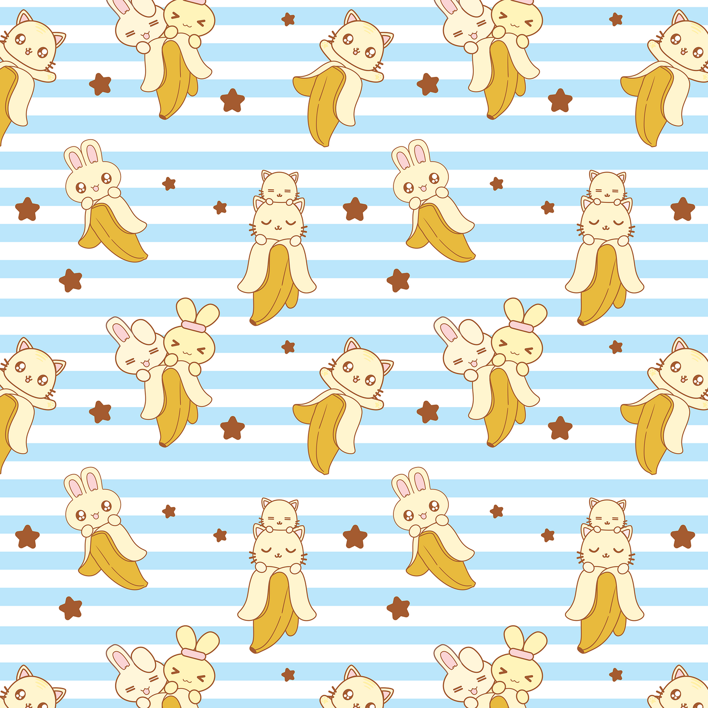 Banana Kawaii Pattern Design Mousepad (Blue) Deskmat