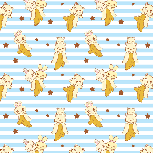 Banana Kawaii Pattern Design Mousepad (Blue) Deskmat