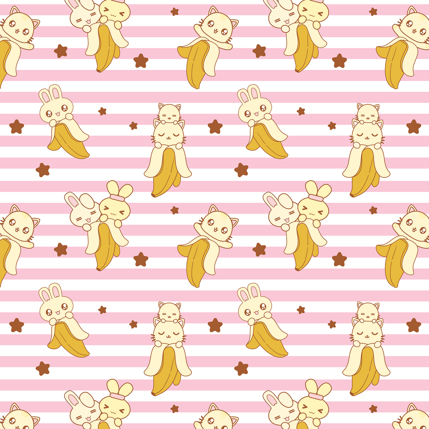 Banana Kawaii Pattern Design Mousepad (Pink) Deskmat