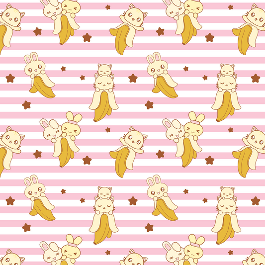 Banana Kawaii Pattern Design Mousepad (Pink) Deskmat