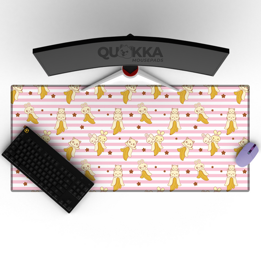 Banana Kawaii Pattern Design Mousepad (Pink) Deskmat