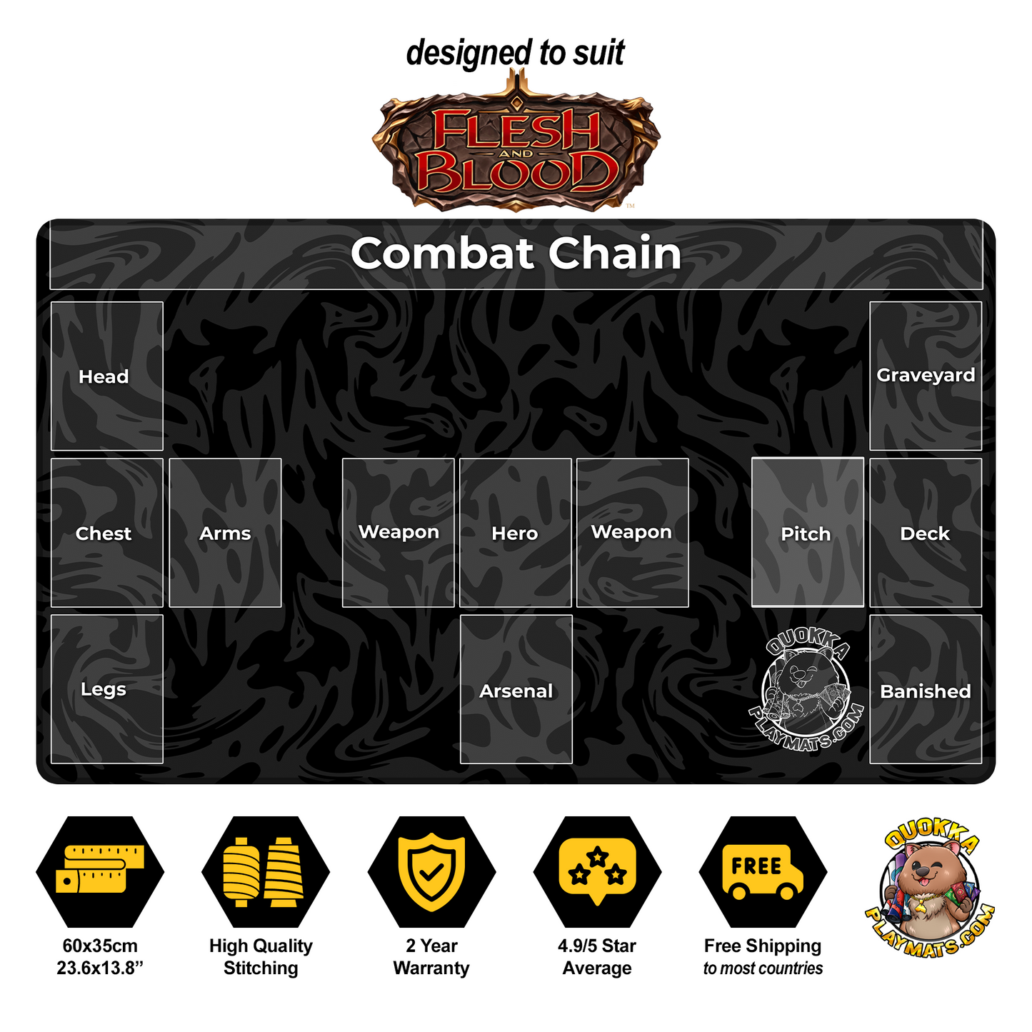 Black Swirl Design - Flesh & Blood Quokka TCG Playmat