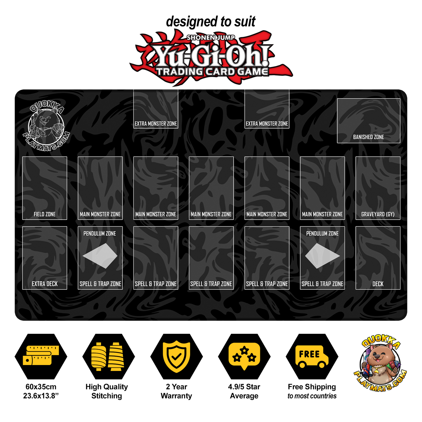Black Swirl Design - Yu-Gi-Oh! Quokka TCG Playmat
