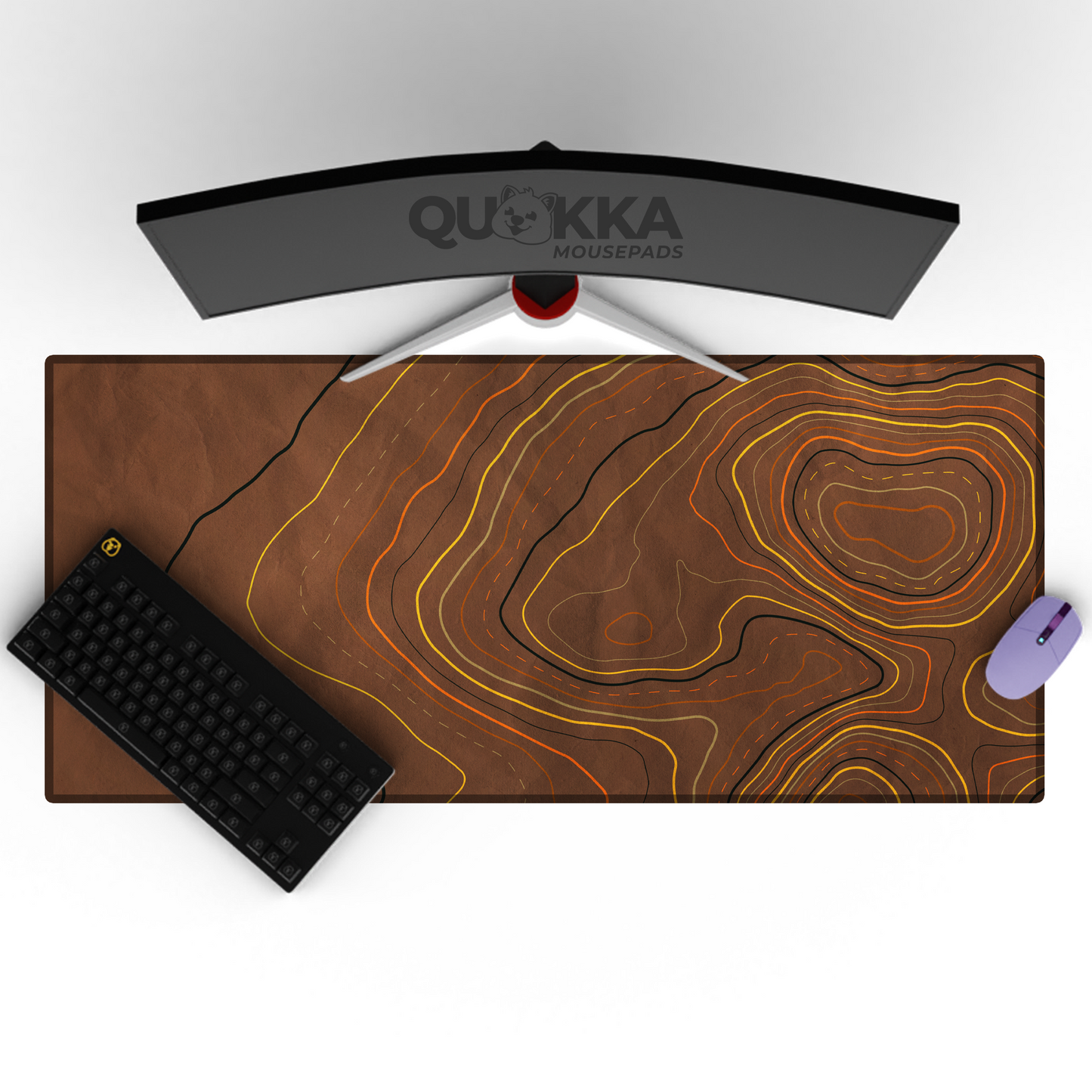 Crumpled Paper Topographic Map (Brown) Mousepad Deskmat