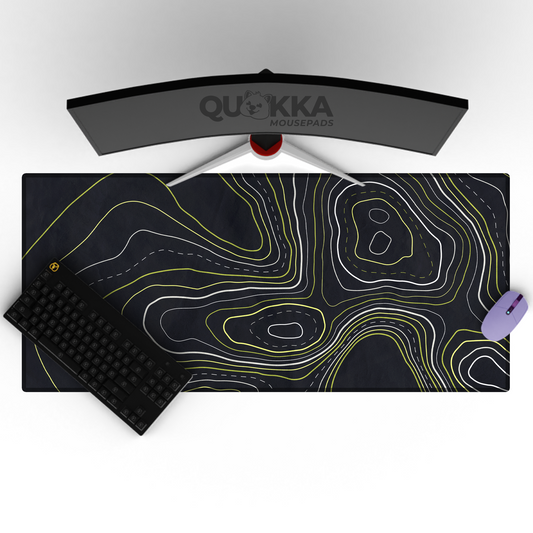 Crumpled Paper Topographic Map (Black) Mousepad Deskmat
