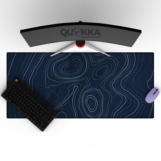 Crumpled Paper Topographic Map (Blue) Mousepad Deskmat