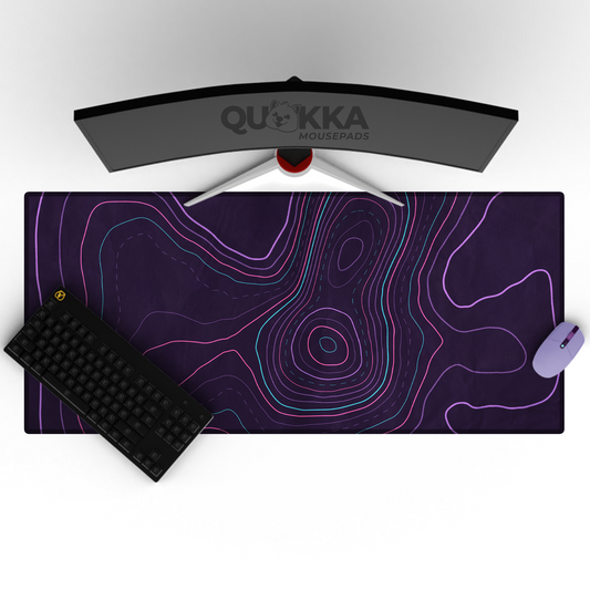 Crumpled Paper Topographic Map (Purple) Mousepad Deskmat
