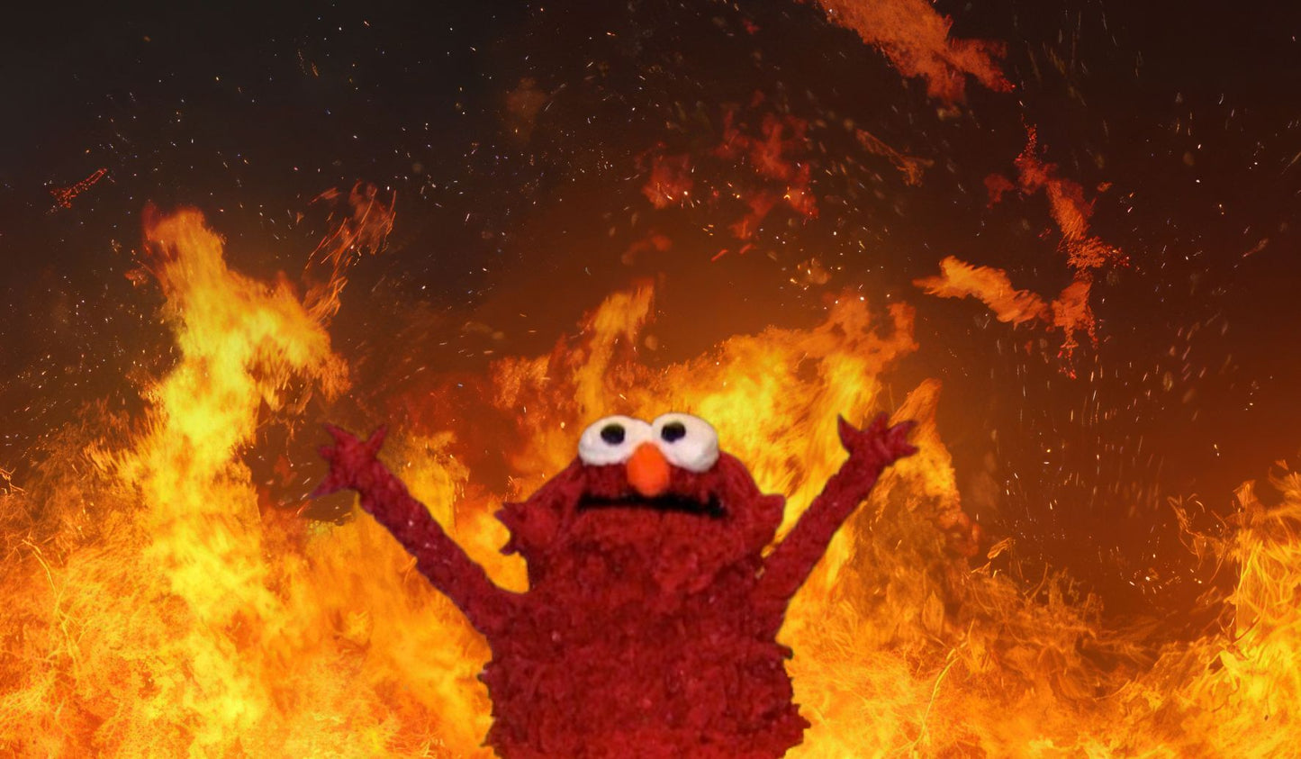 Elmo on fire - meme Deskmat Playmat Mousepad