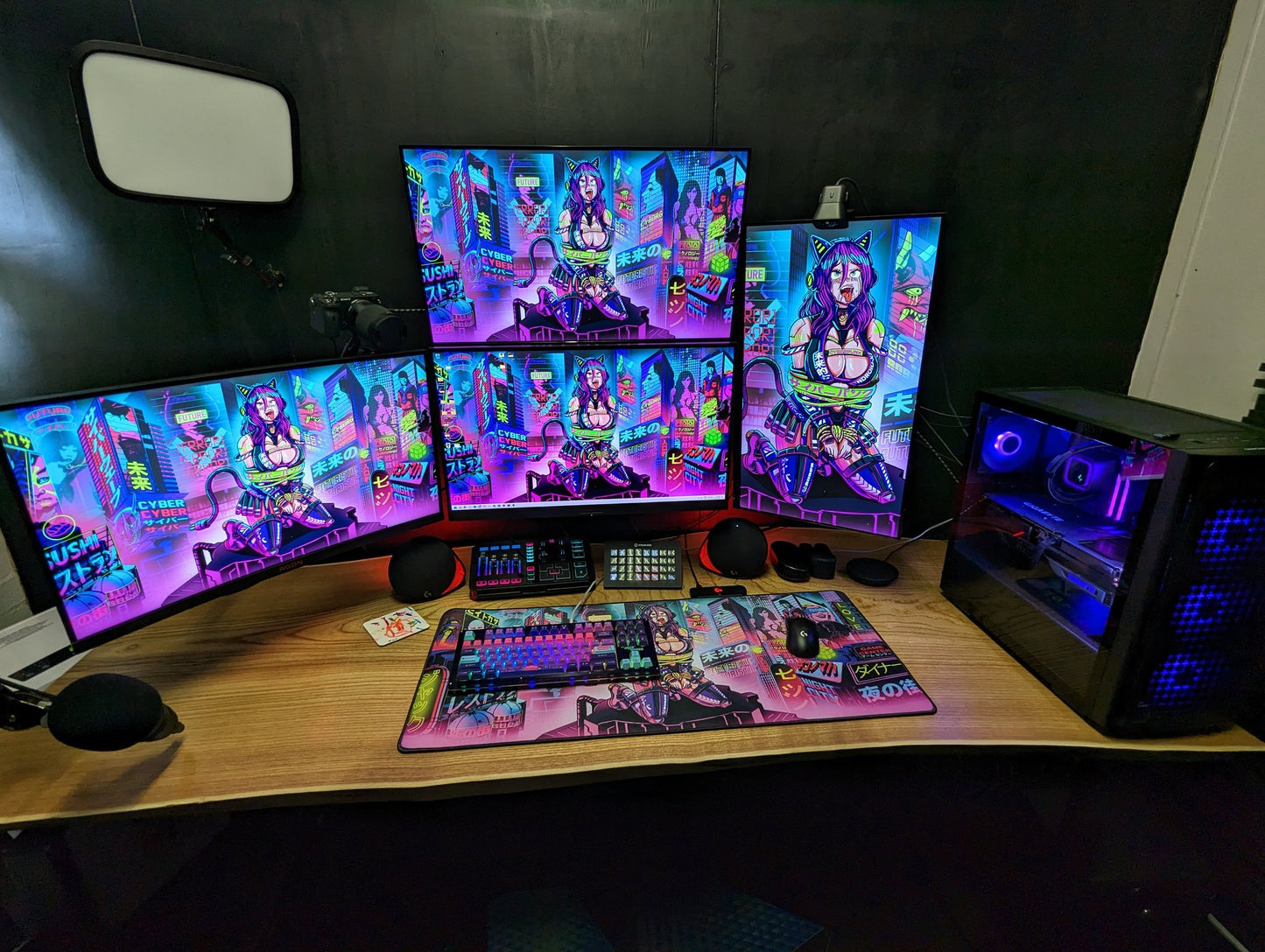 Tied Up Anime Girl Cyberpunk Design Mousepad Deskmat