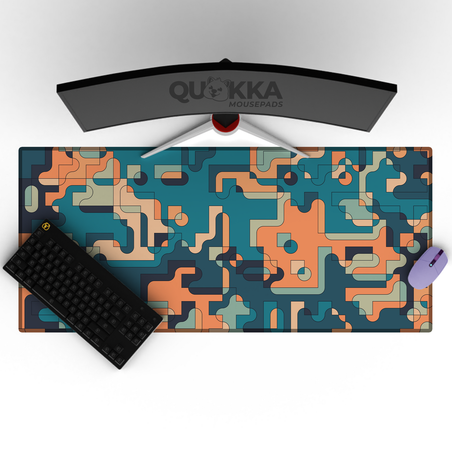 Geometric Abstract Golden Mirage Mousepad Deskmat