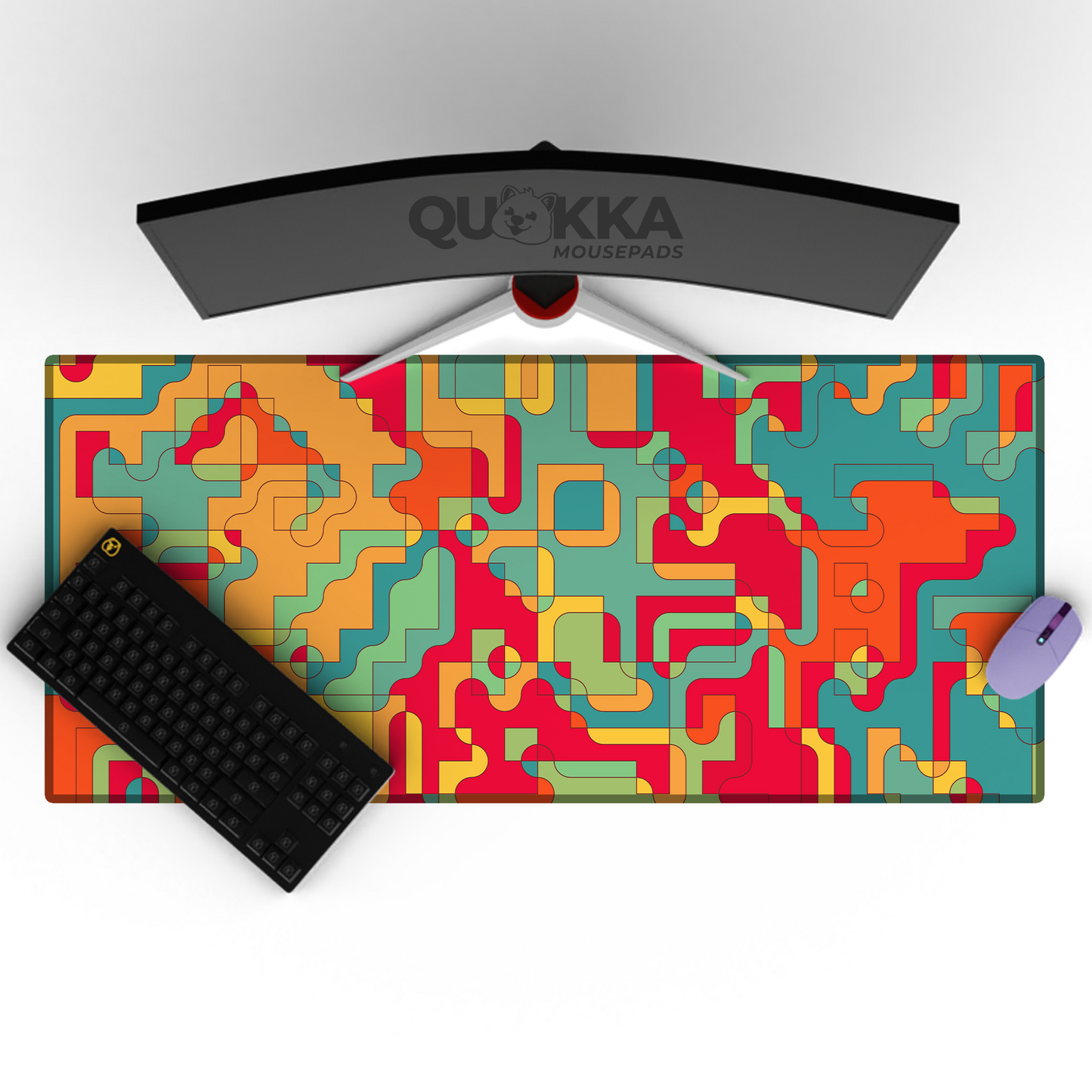 Geometric Abstract Citrus Splash Mousepad Deskmat