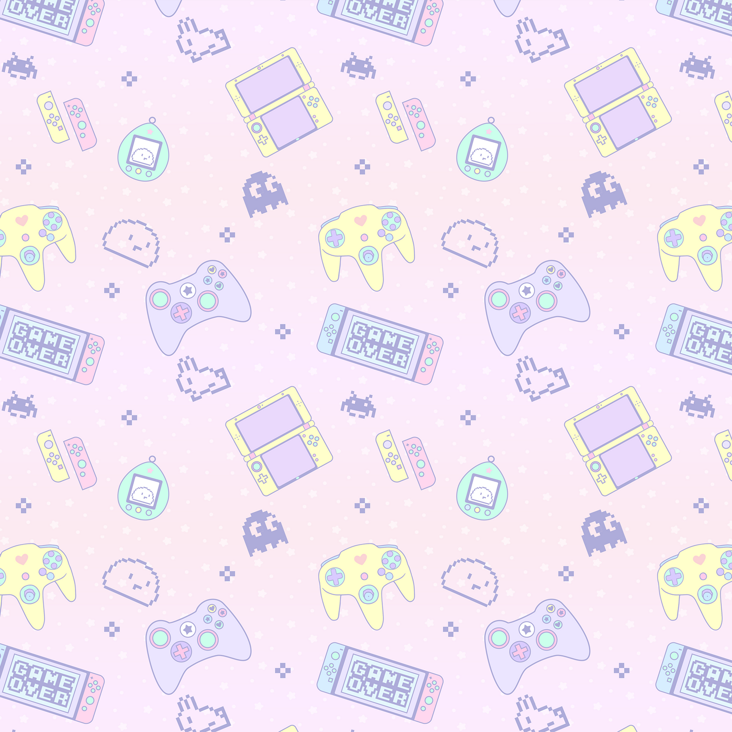 Cute Gaming Pattern Design Mousepad (Pink) Deskmat
