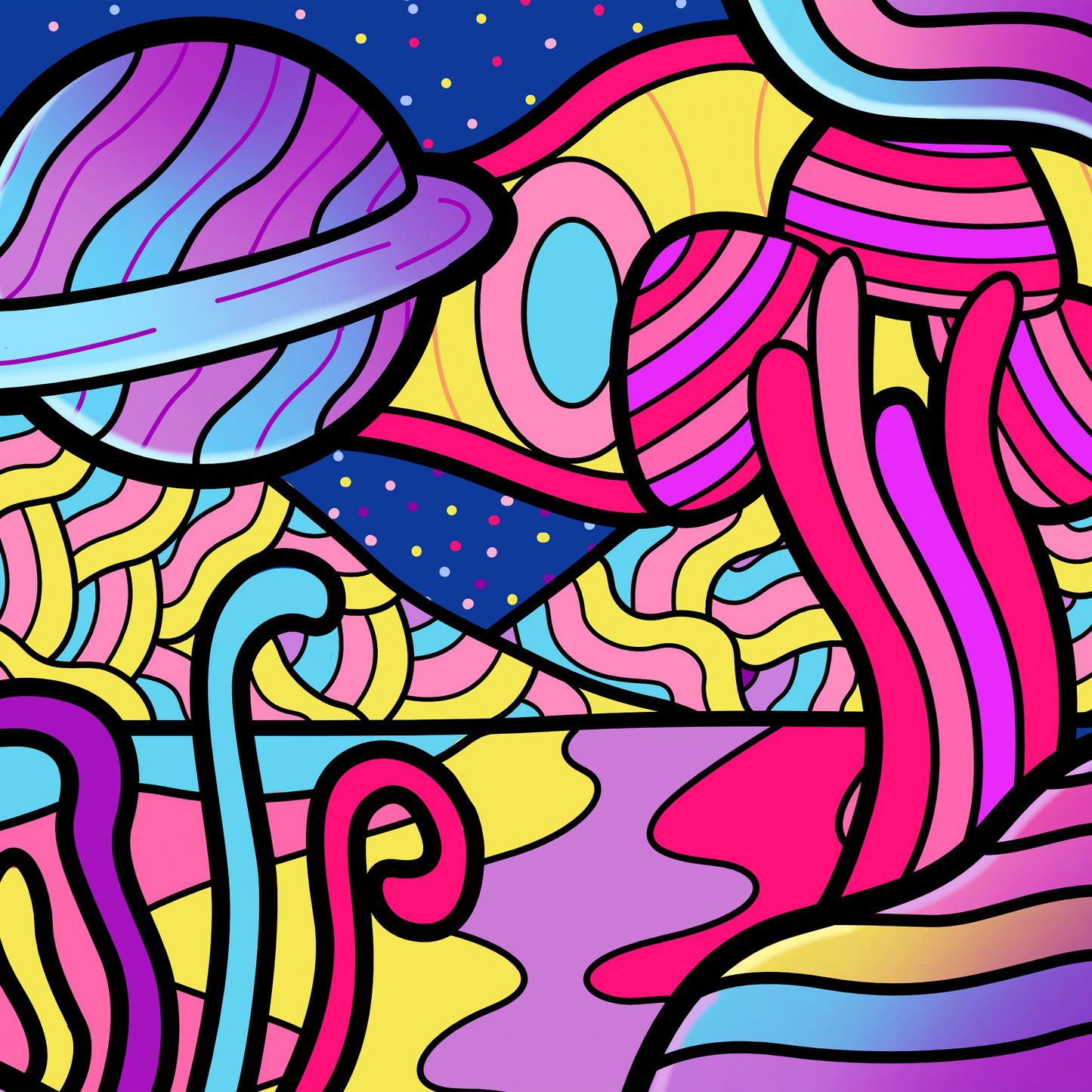 Psychedelic Mushrooms Planet Design Mousepad Deskmat