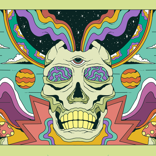 Psychedelic Skull Mushrooms Design Mousepad Deskmat