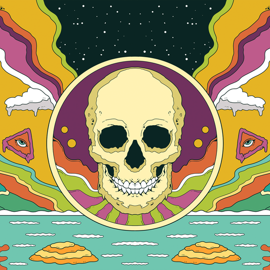 Psychedelic Skull Eyes and Mushrooms Design Mousepad Deskmat