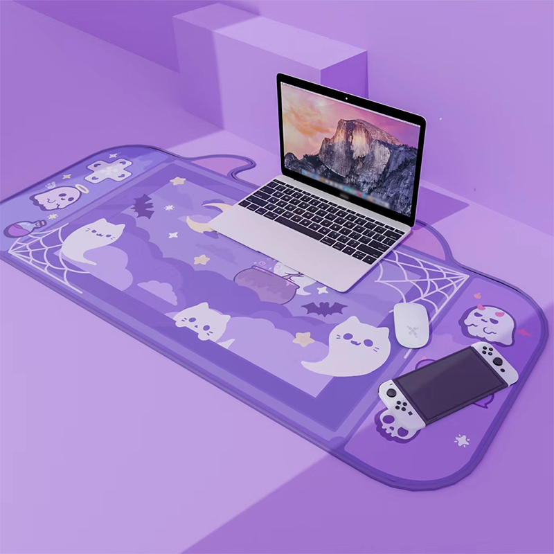Cute Halloween Ghost Switch Design Mousepad 80x40cm (32 x 16 Inches)