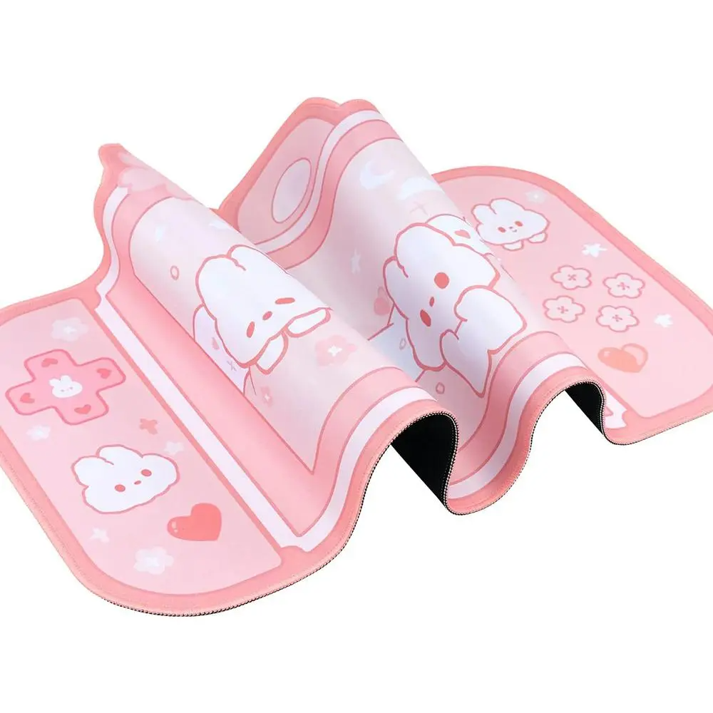 Kawaii Pink Bunnies Switch Design Mousepad 73x40cm