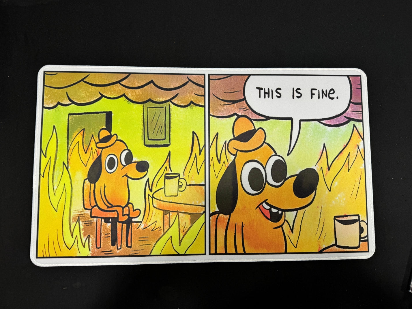 This is Fine - meme Deskmat Playmat Mousepad