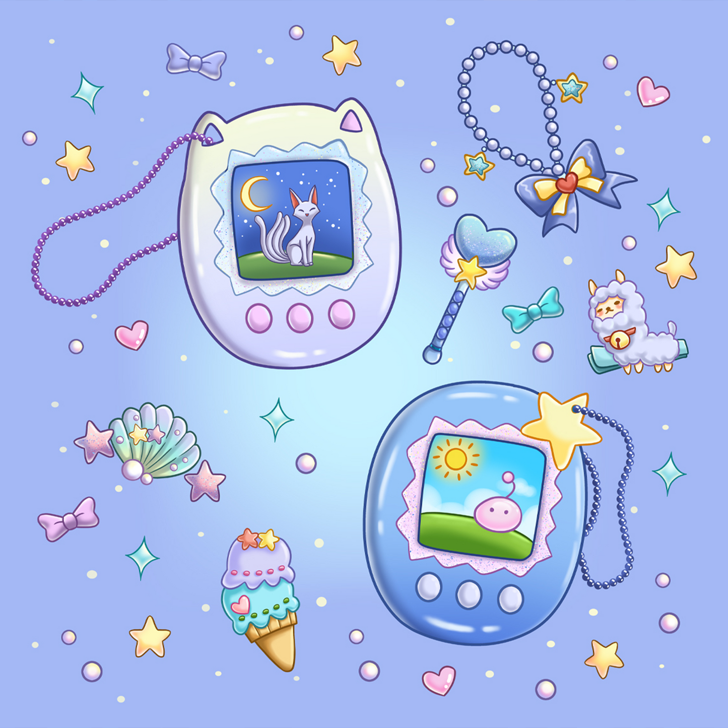 Tamagotchi Winter Blue Design Mousepad Deskmat