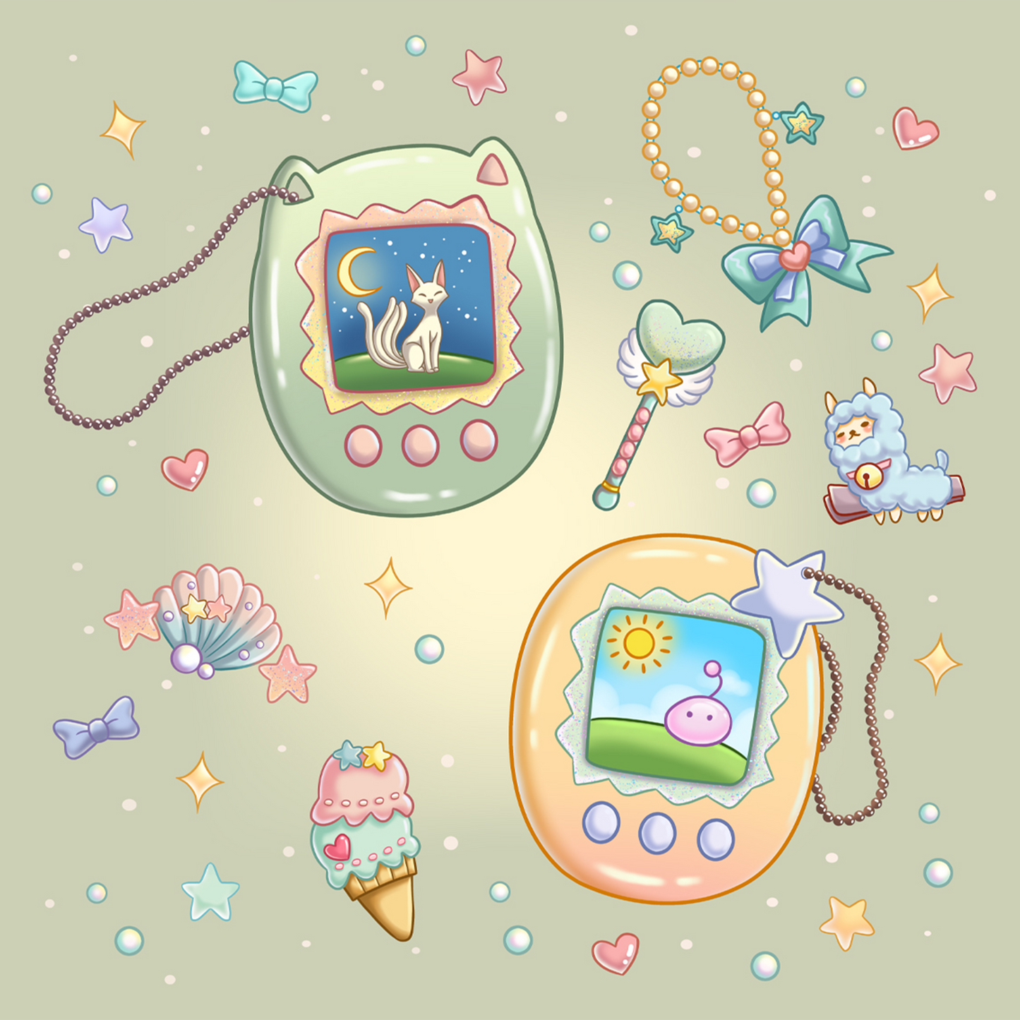 Tamagotchi Green Design Mousepad Deskmat