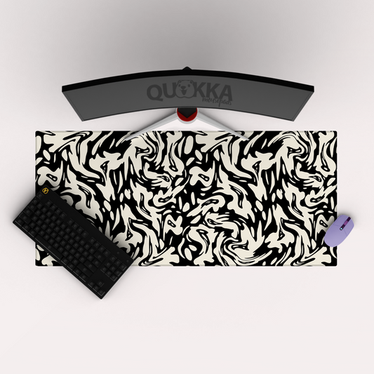 Abstract Shapes Black and White Mousepad Deskmat