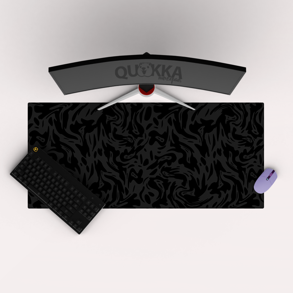 Abstract Shapes Black Grey Mousepad Deskmat
