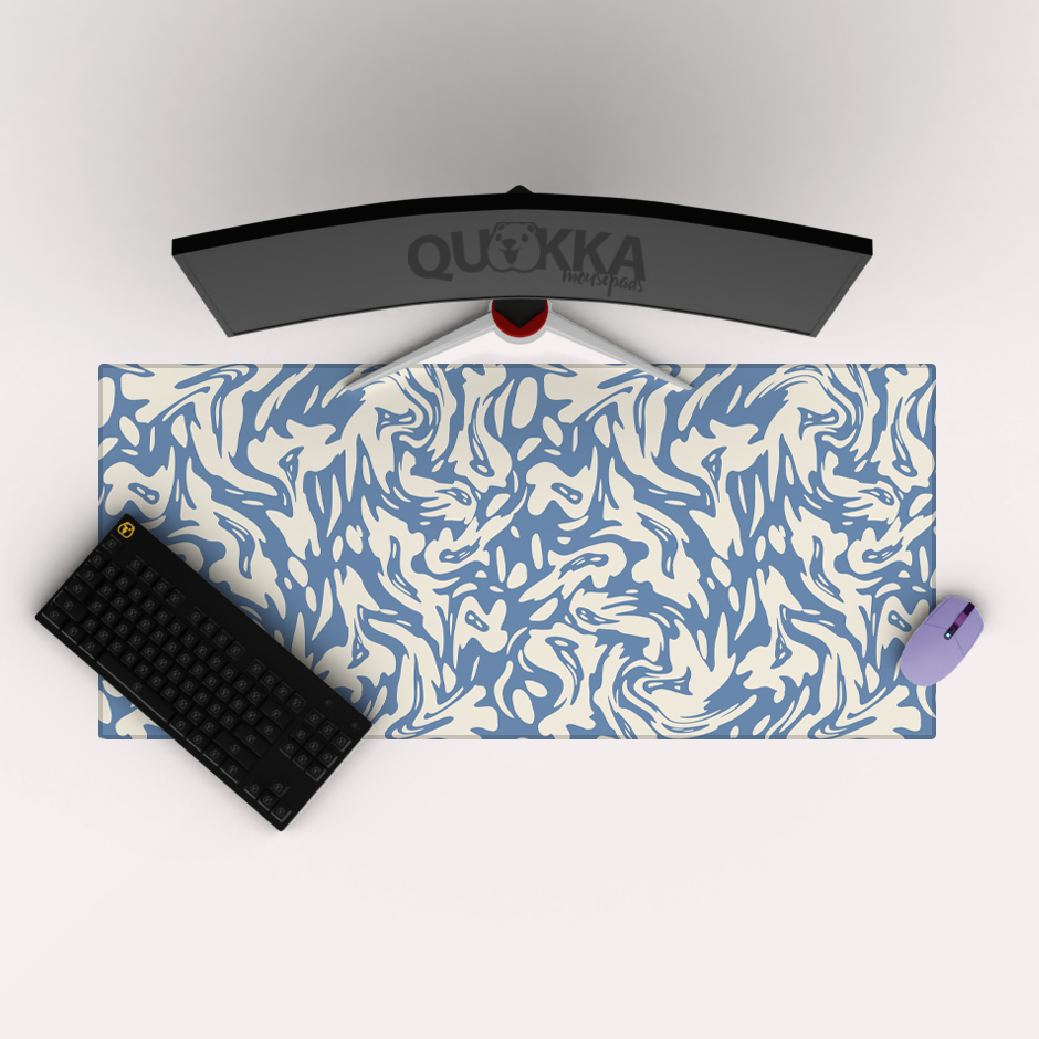 Abstract Shapes Blue and White Mousepad Deskmat