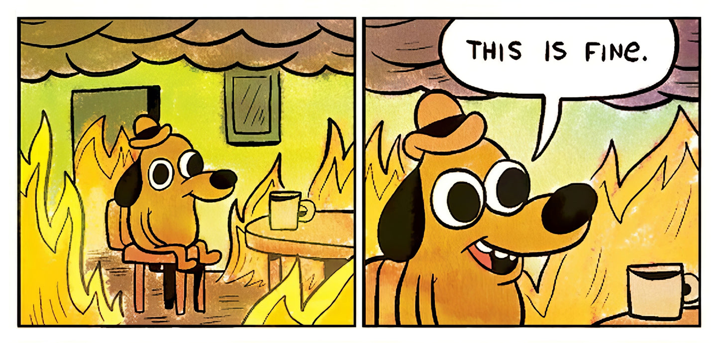 This is Fine - meme Deskmat Playmat Mousepad