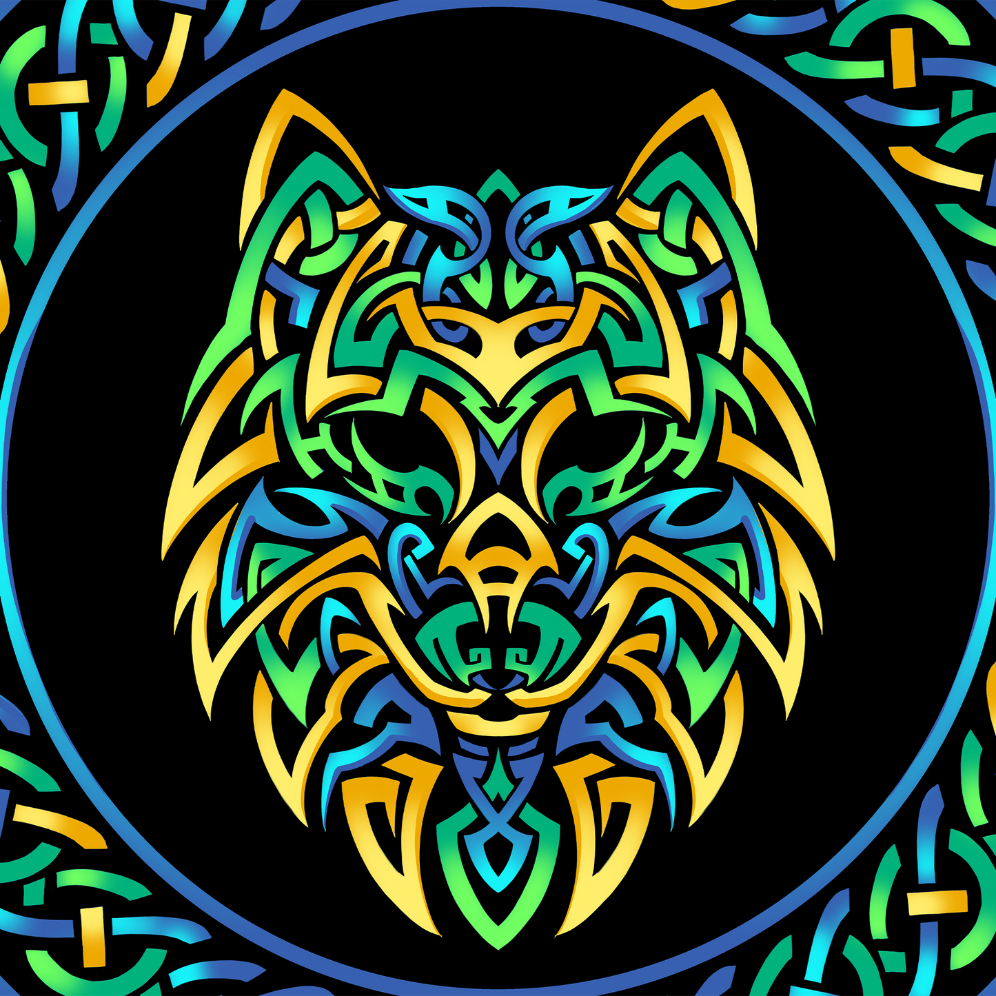 Celtic Wolf Circle Design Mousepad Deskmat
