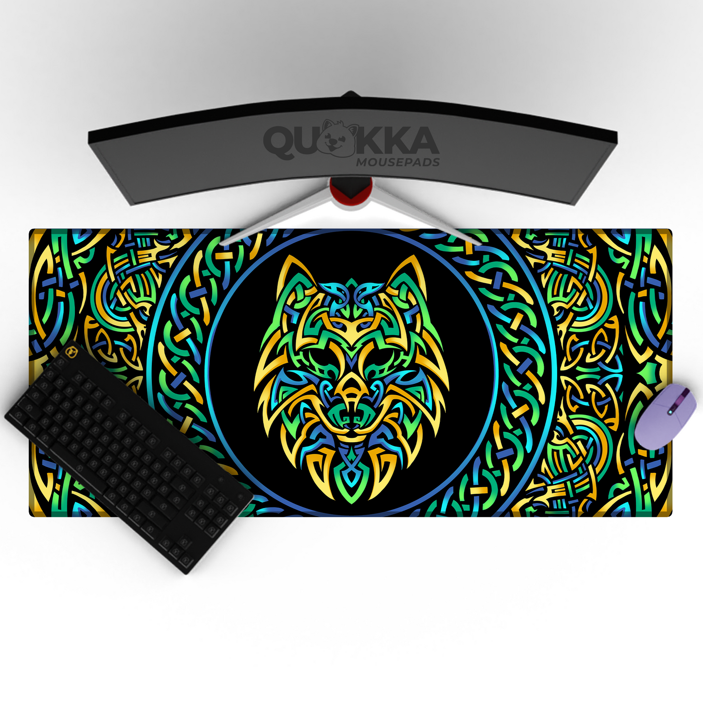 Celtic Wolf Circle Design Mousepad Deskmat