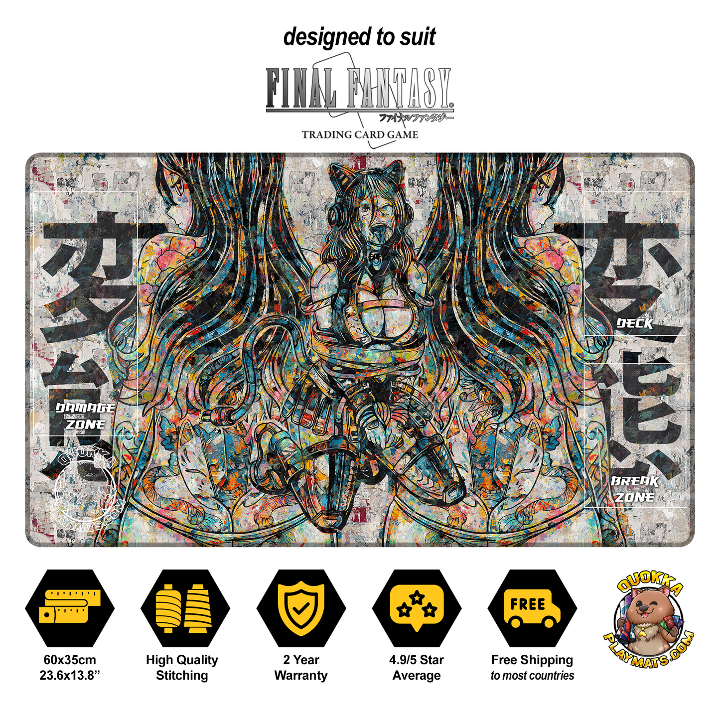 Anime Girls Artistic Design - Final Fantasy Quokka TCG Playmat