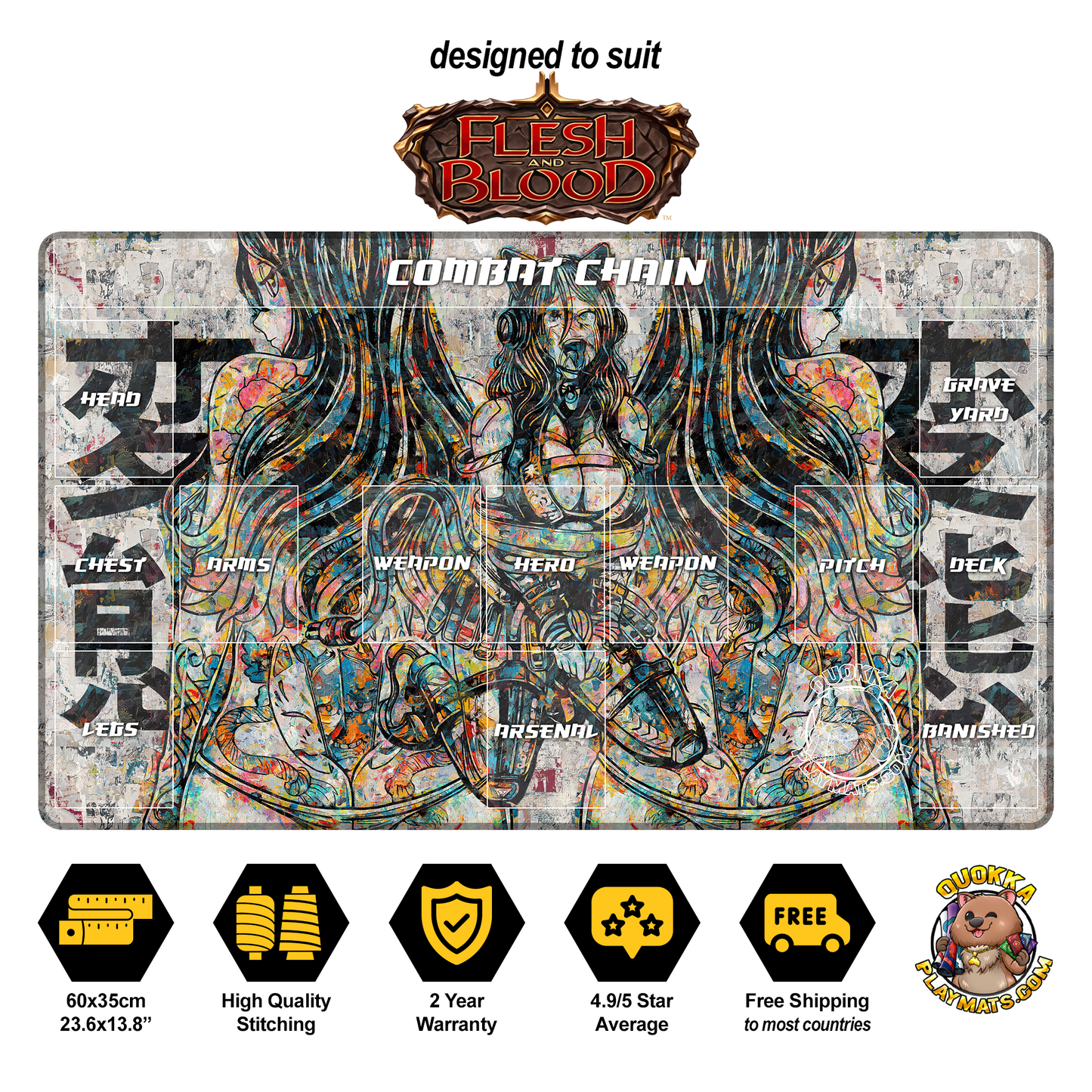 Anime Girls Artistic Design - Flesh & Blood Quokka TCG Playmat