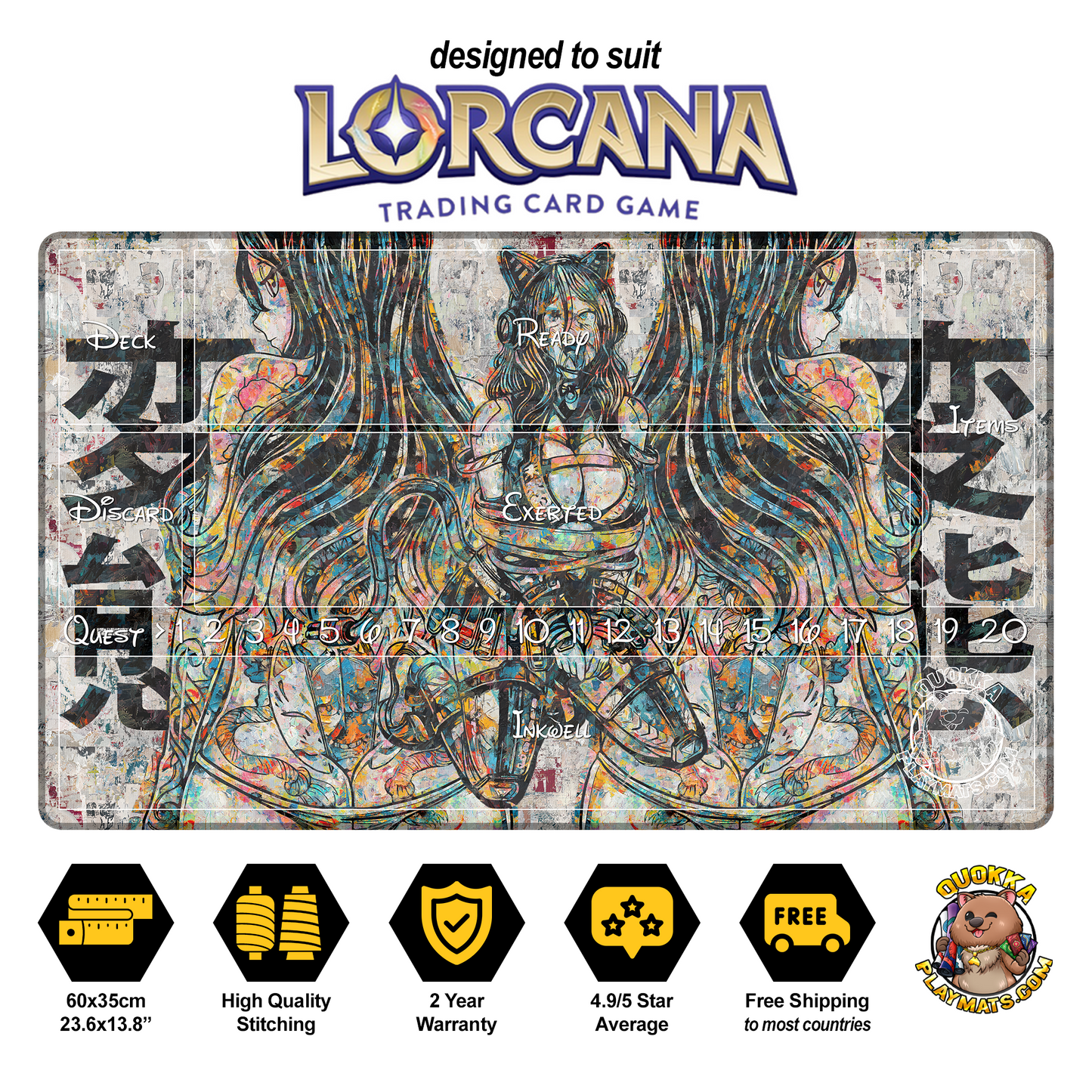 Anime Girls Artistic Design - Lorcana Quokka TCG Playmat