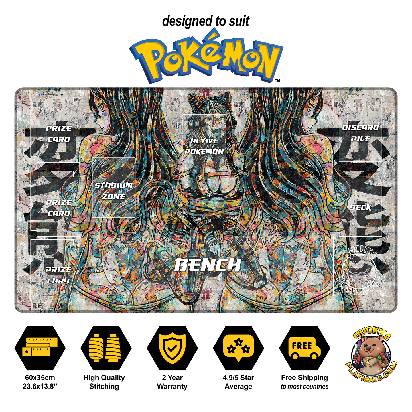 Anime Girls Artistic Design - Pokémon Quokka TCG Playmat