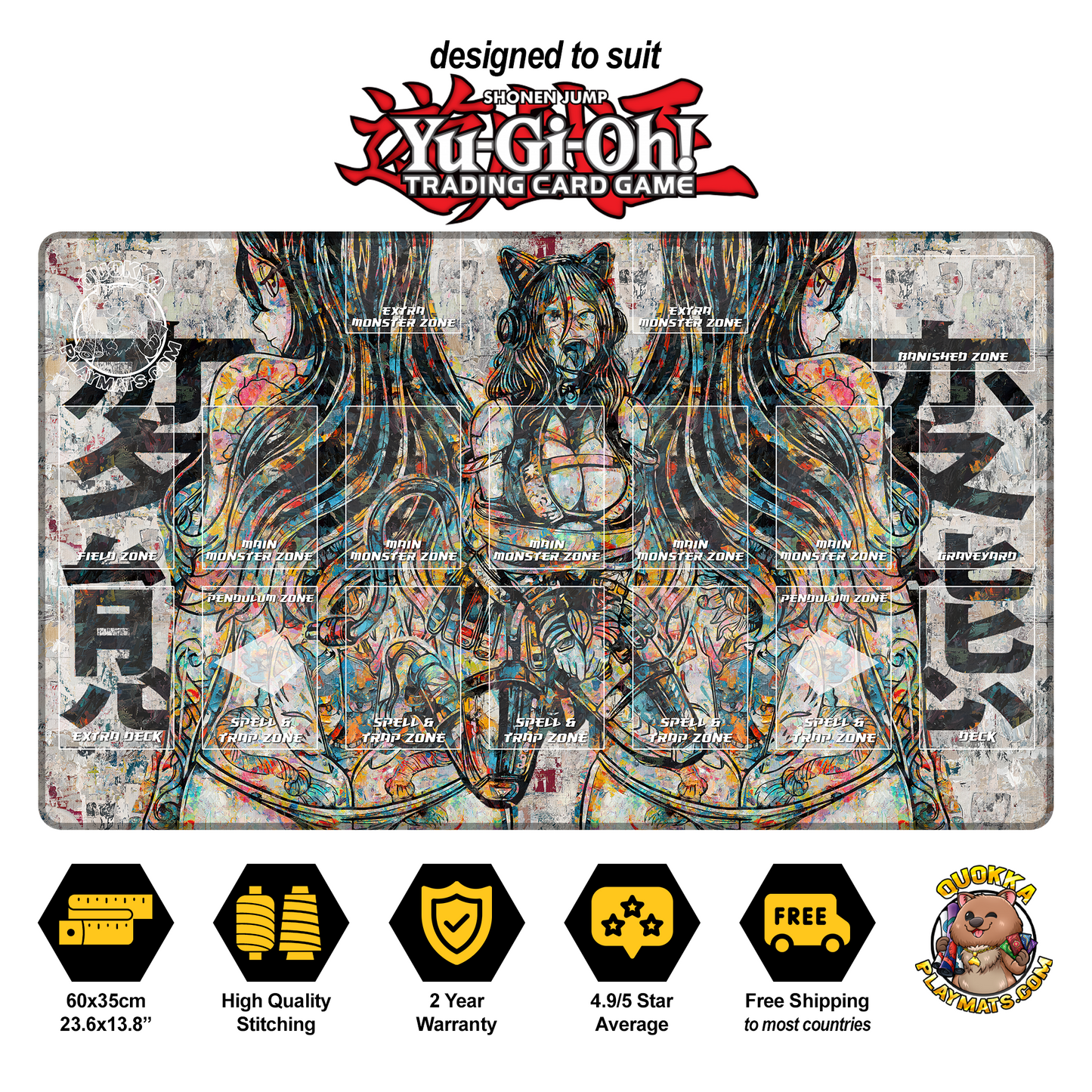 Anime Girls Artistic Design - Yu-Gi-Oh! Quokka TCG Playmat