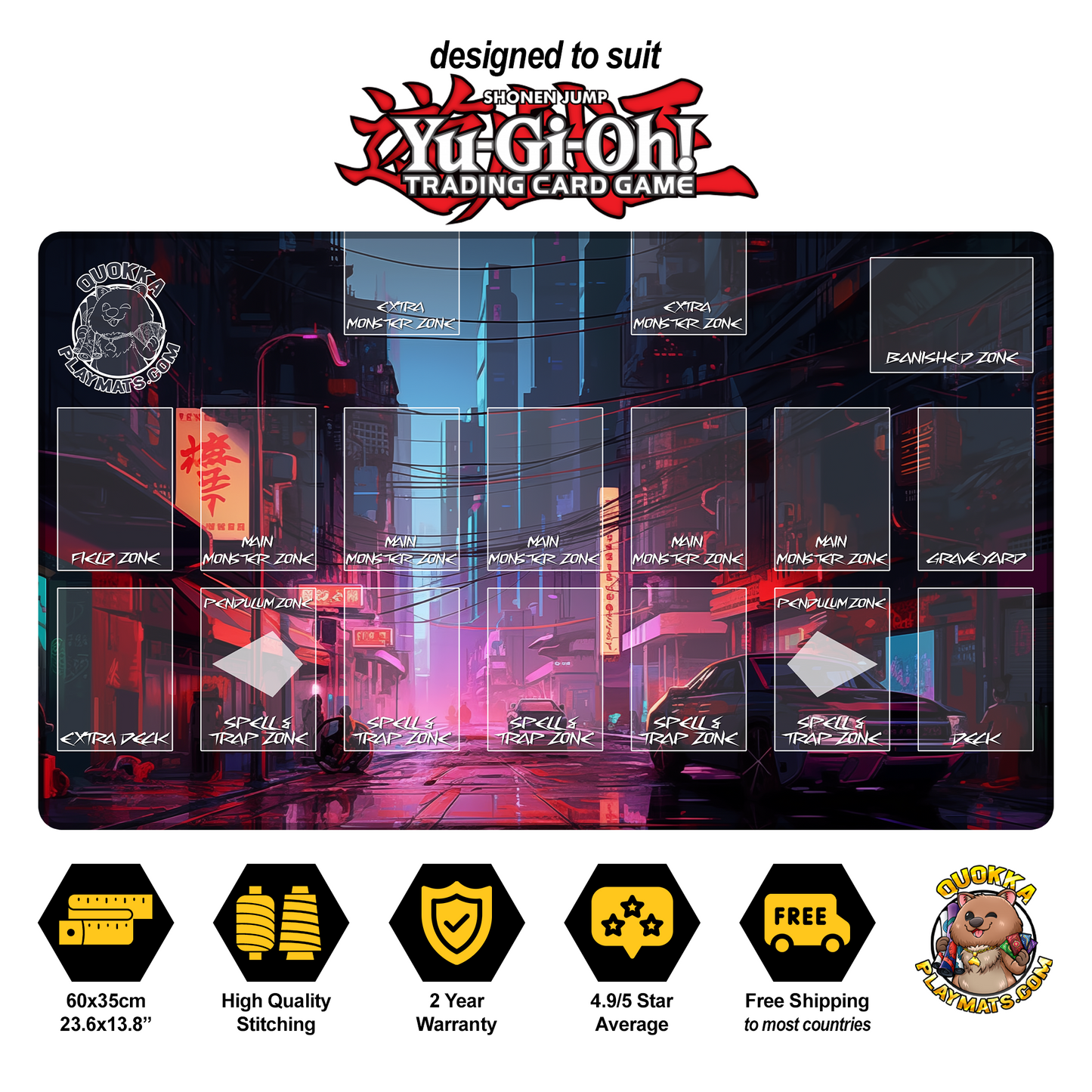 Cyberpunk City Design - Yu-Gi-Oh! Quokka TCG Playmat
