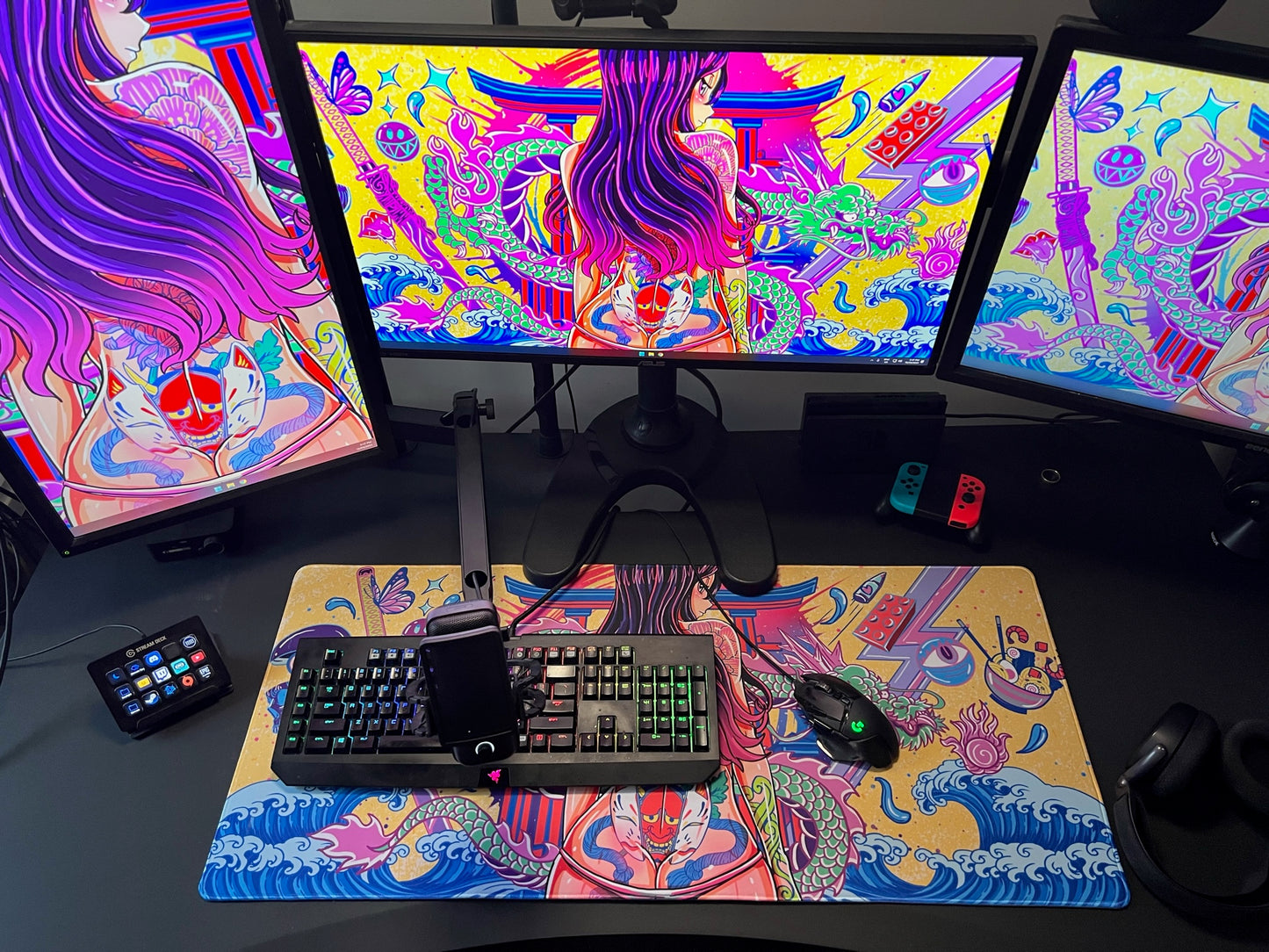 Tattooed Anime Girl Design Mousepad Deskmat