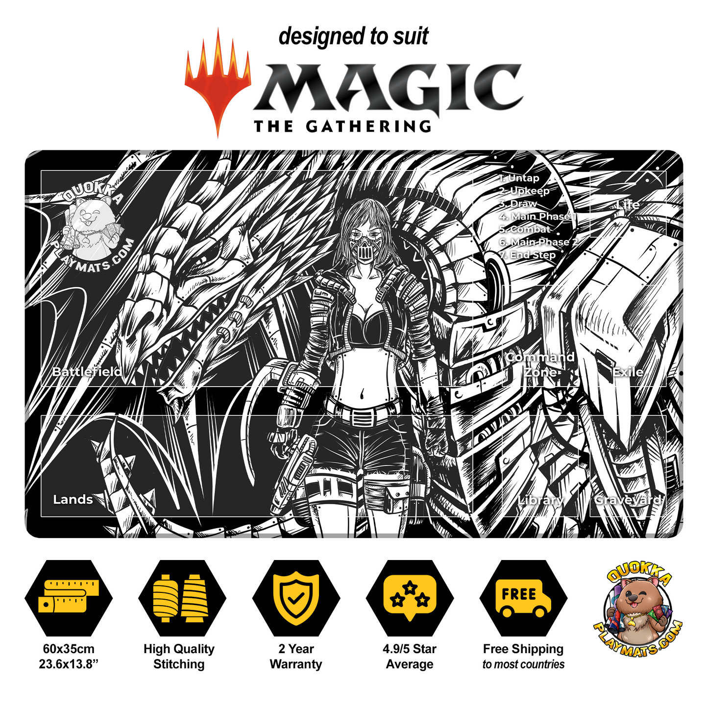 Mecha Dragon Design - Magic: The Gathering Quokka TCG Playmat