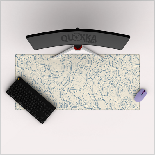 Contour Topographic Map Ivory-Blue Topo Mousepad Deskmat