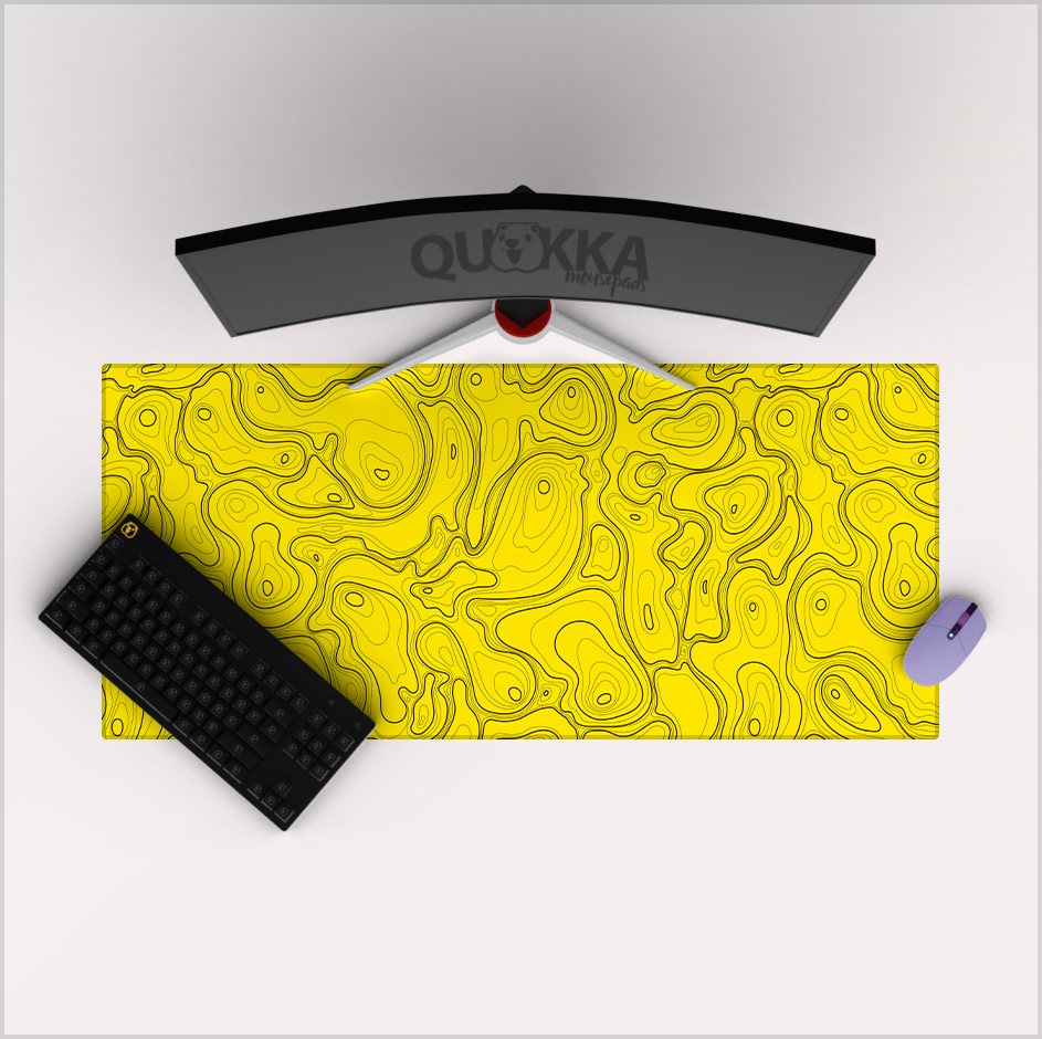 Contour Topographic Map Yellow Mousepad Deskmat