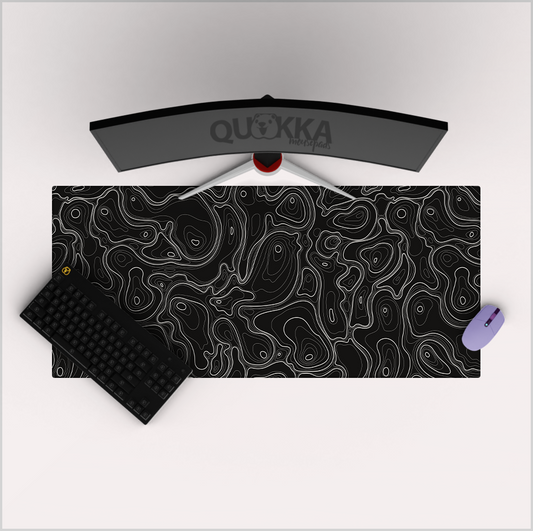 Contour Topographic Map Black Mousepad Deskmat