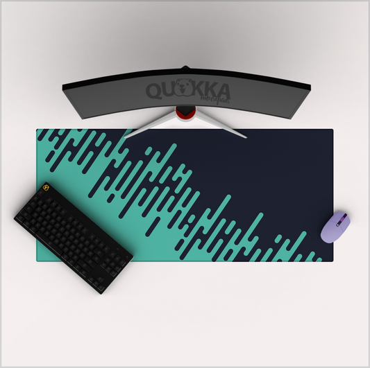 Irregular Rounded Lines Aqua/Navy Mousepad Deskmat