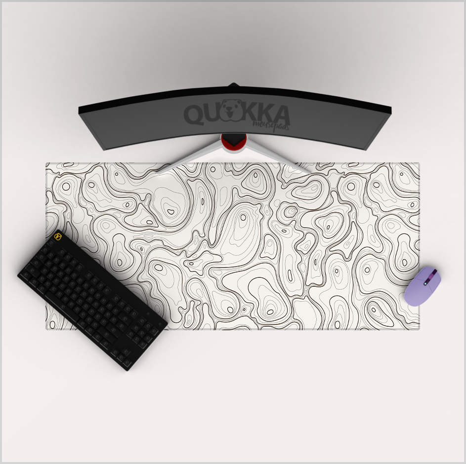 Contour Topographic Map Off White Mousepad Deskmat
