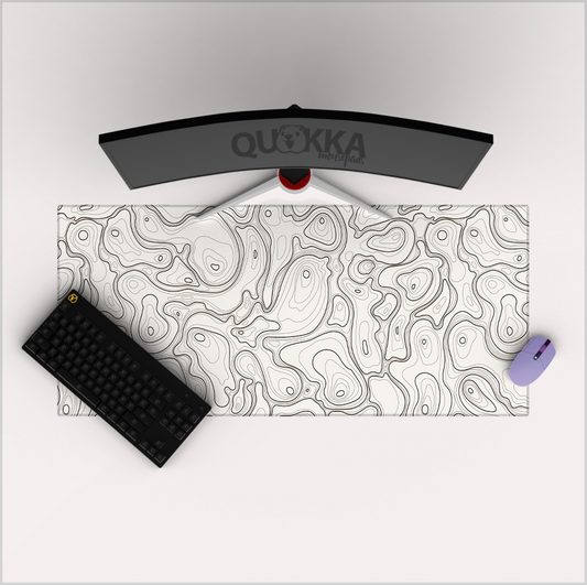 Contour Topographic Map Off White Mousepad Deskmat
