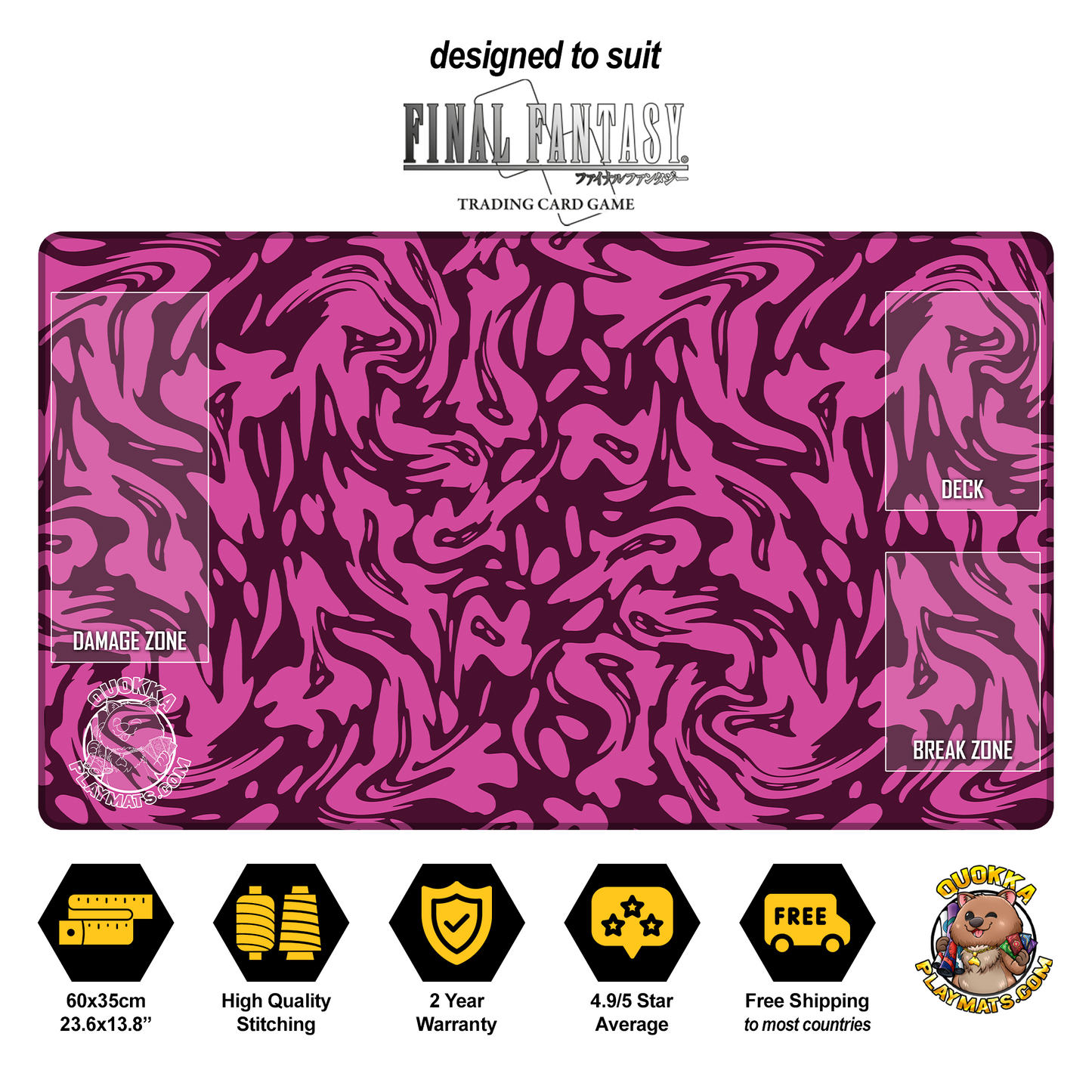 Purple Swirl Design - Final Fantasy Quokka TCG Playmat