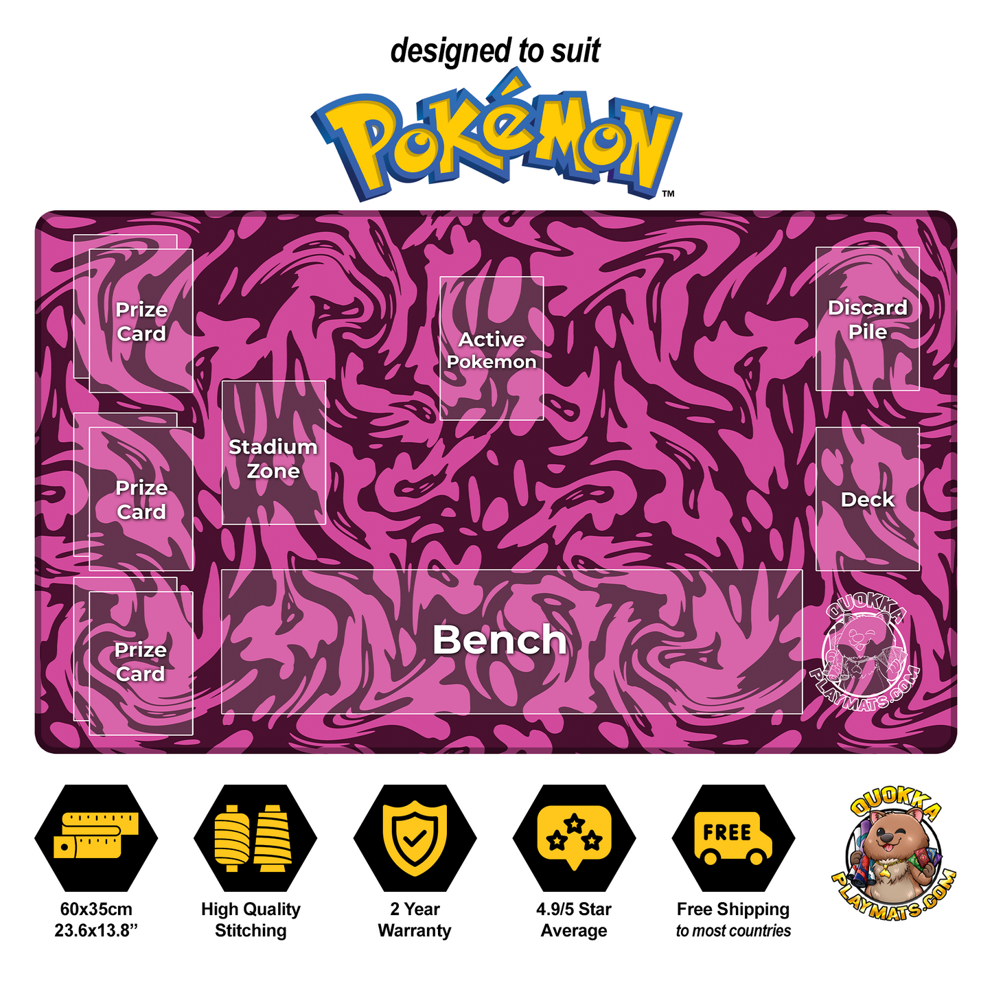 Purple Swirl Design - Pokémon Quokka TCG Playmat