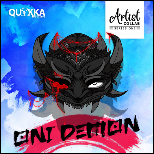 Japanese Hannya, Oni Demon Mask Design Mousepad (Grey) | Artist Collab x Ame